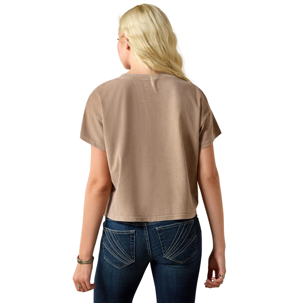 Ariat Womens Paisley Boxy Crop S/S Tee (10071655) Taupe Grey
