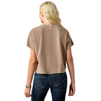 Ariat Womens Paisley Boxy Crop S/S Tee (10071655) Taupe Grey
