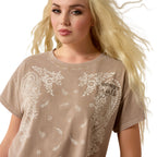 Ariat Womens Paisley Boxy Crop S/S Tee (10071655) Taupe Grey