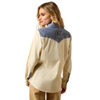 Ariat Womens Horseshoe Western Snap L/S Shirt (10071104) Summer Sand/Chambray