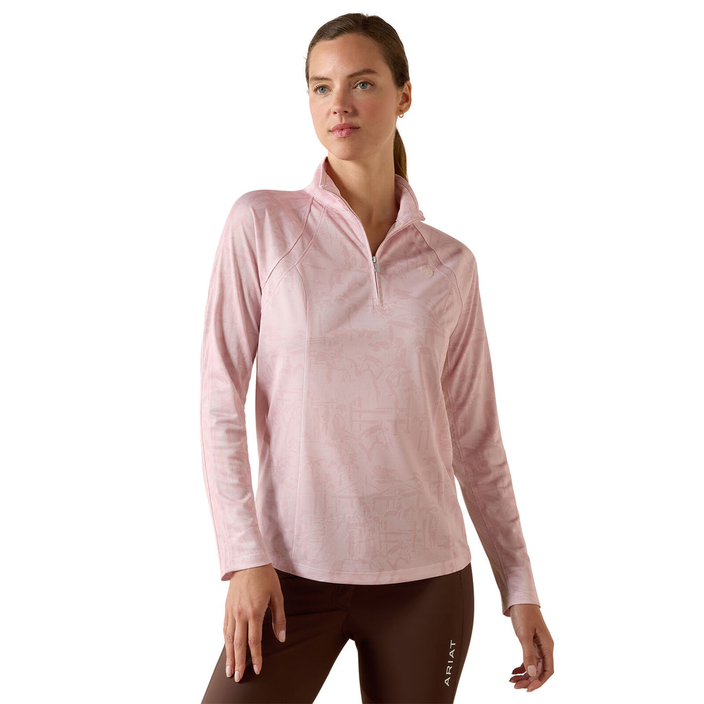Ariat Womens Sunstopper 3.0 1/4 Zip L/S Base Layer Shirt (10071454) Sepia Rose Horse Park