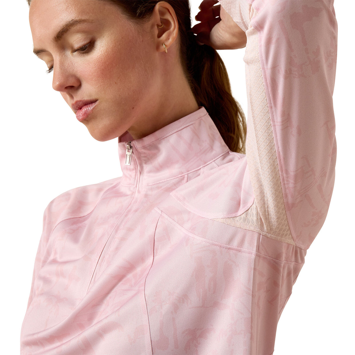 Ariat Womens Sunstopper 3.0 1/4 Zip L/S Base Layer Shirt (10071454) Sepia Rose Horse Park