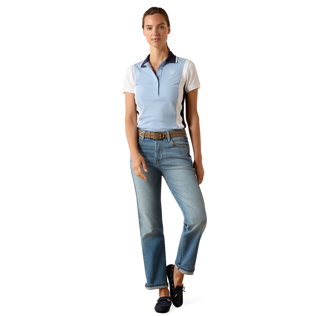 Ariat Womens Taryn S/S Polo (10071768) St. Tropez/White