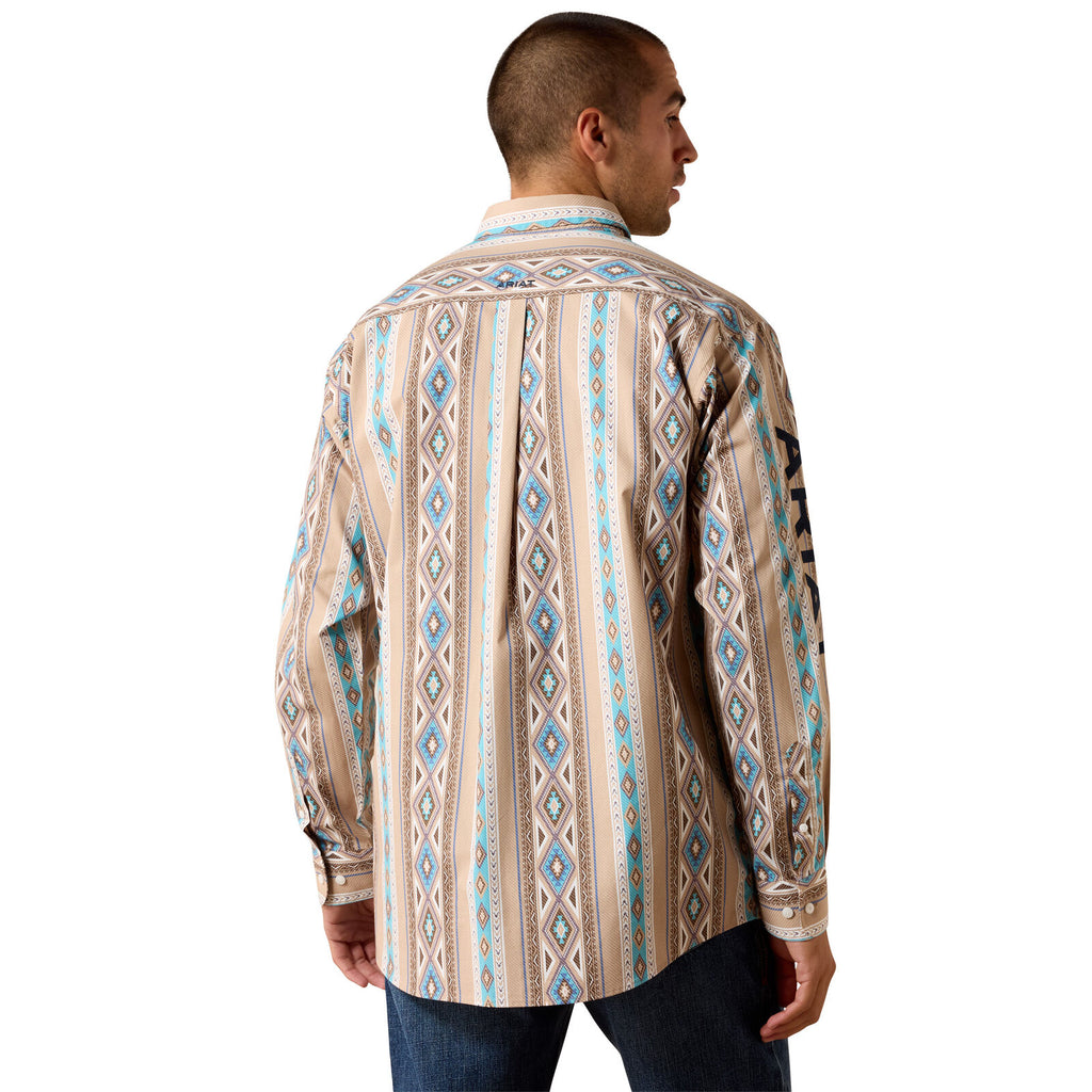 Ariat Mens Team Westlee Classic Fit L/S Shirt (10071714) Khaki/Turquoise