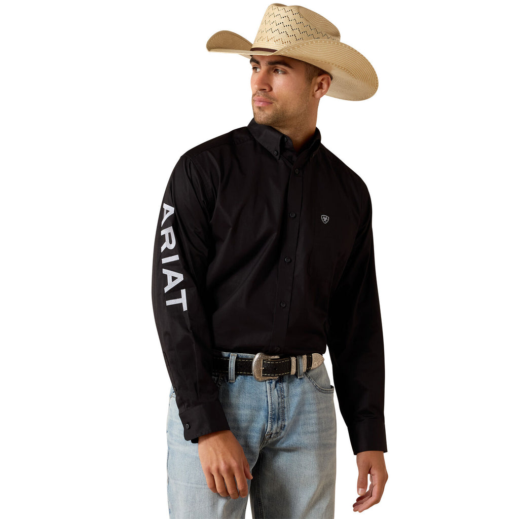 Ariat Mens Team Logo Lightweight Twill Classic Fit L/S Shirt (10071685) Black/Grey