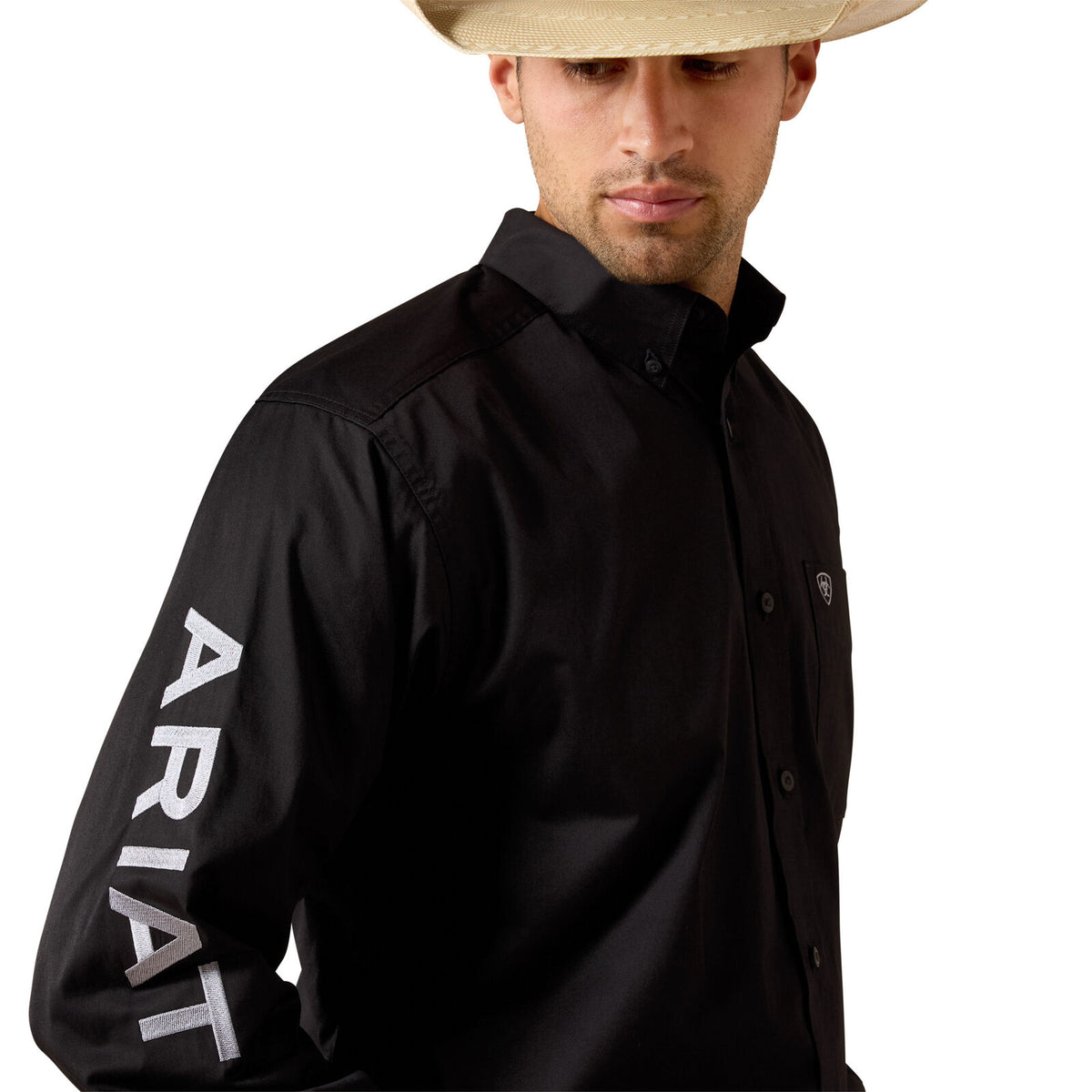 Ariat Mens Team Logo Lightweight Twill Classic Fit L/S Shirt (10071685) Black/Grey