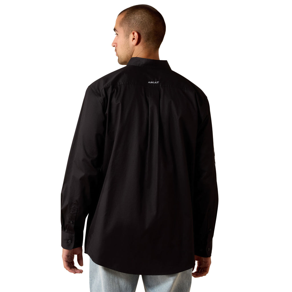 Ariat Mens Team Logo Lightweight Twill Classic Fit L/S Shirt (10071685) Black/Grey