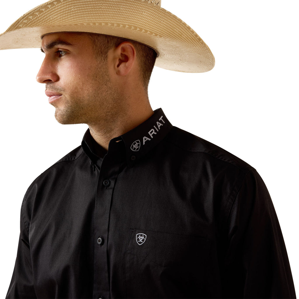 Ariat Mens Team Logo Lightweight Twill Classic Fit L/S Shirt (10071685) Black/Grey