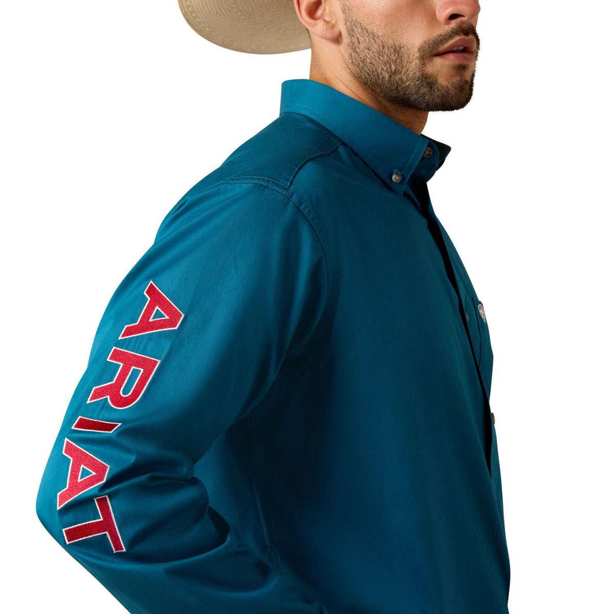 Ariat Mens Team Logo Lightweight Twill Classic Fit L/S Shirt (10071684) Corsair/Red