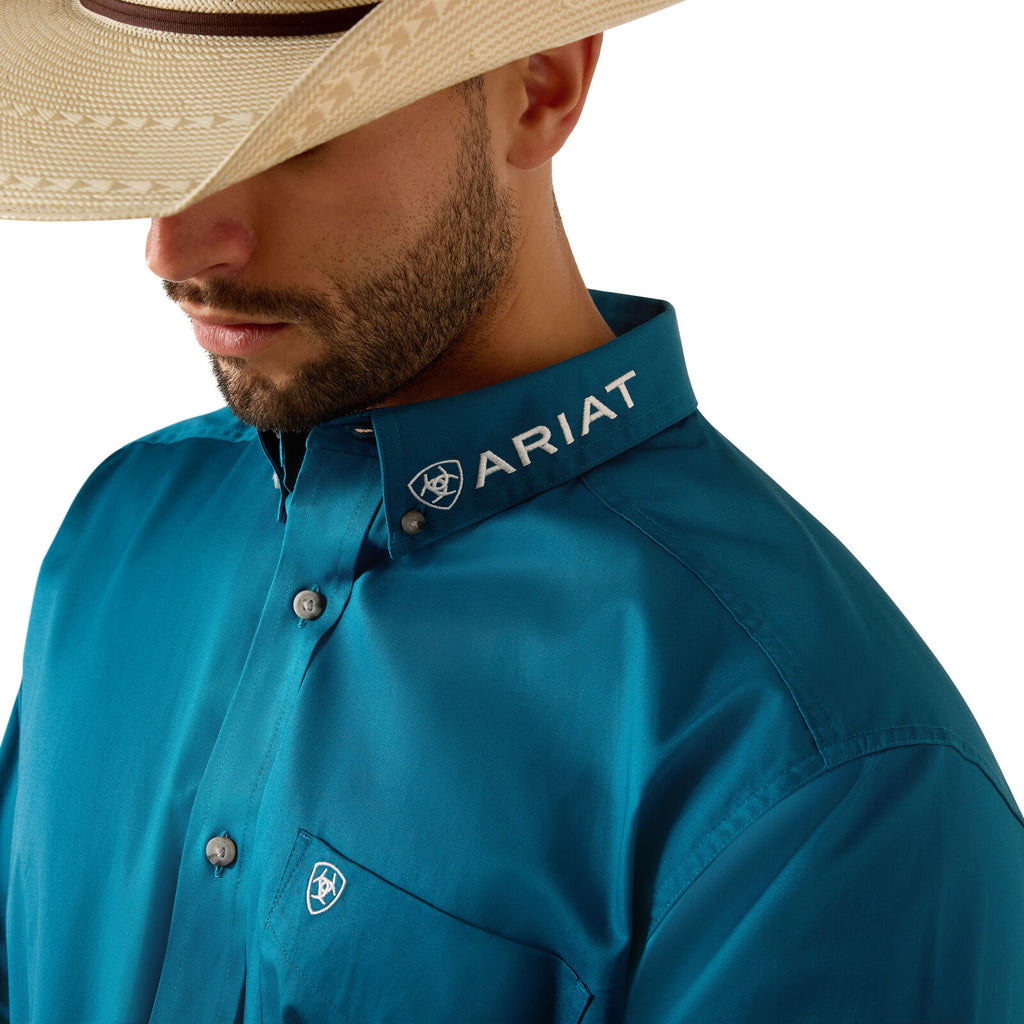 Ariat Mens Team Logo Lightweight Twill Classic Fit L/S Shirt (10071684) Corsair/Red
