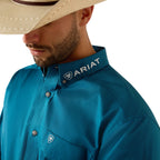 Ariat Mens Team Logo Lightweight Twill Classic Fit L/S Shirt (10071684) Corsair/Red