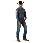 Ariat Mens Team Wael Fitted L/S Shirt (10071713) Blue Steerhead Print/White