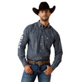 Ariat Mens Team Wael Fitted L/S Shirt (10071713) Blue Steerhead Print/White