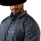 Ariat Mens Team Wael Fitted L/S Shirt (10071713) Blue Steerhead Print/White