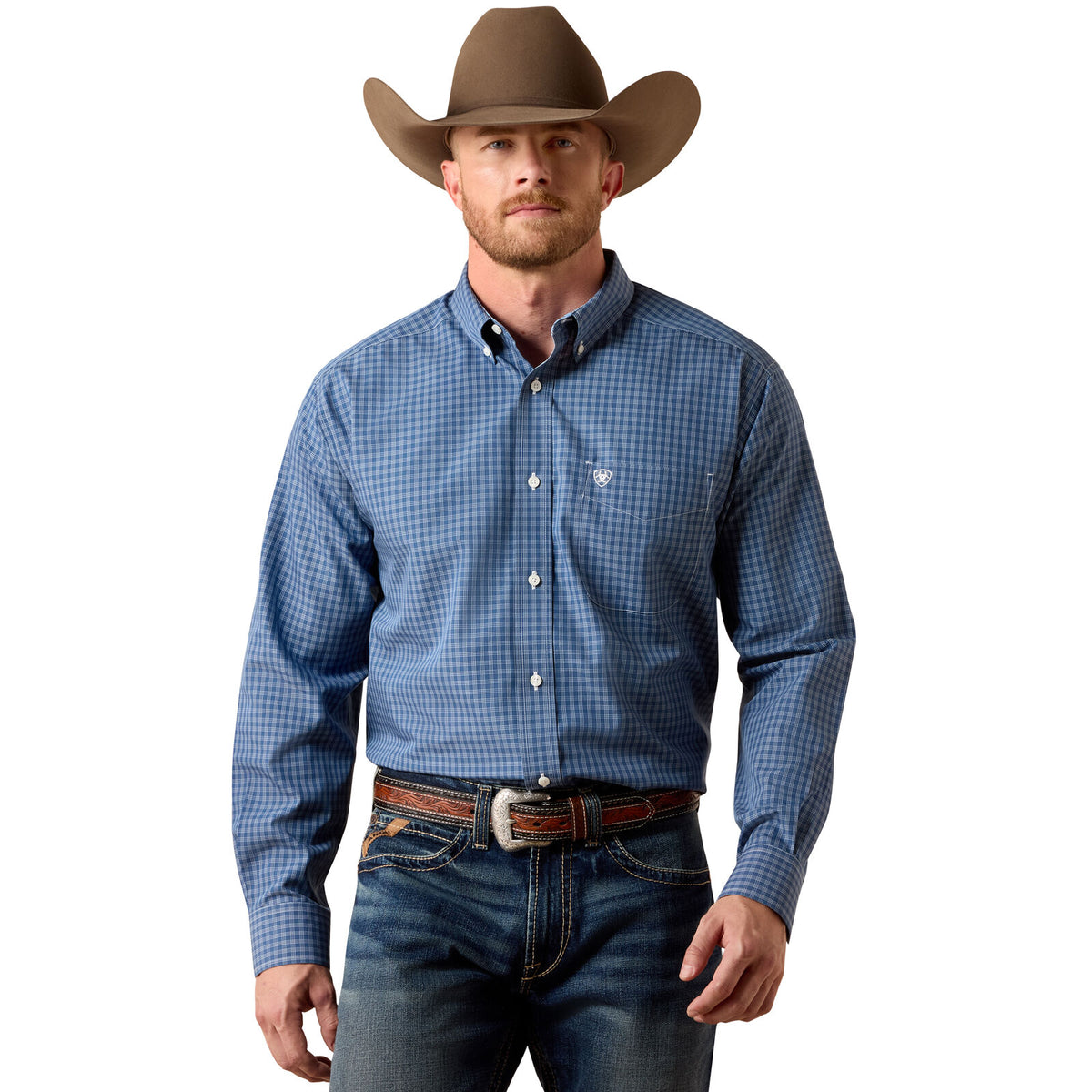 Ariat Mens Wrinkle Free Canyon Classic Fit L/S Shirt (10071746) Ensign Blue Plaid