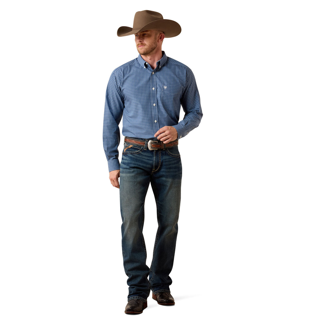 Ariat Mens Wrinkle Free Canyon Classic Fit L/S Shirt (10071746) Ensign Blue Plaid