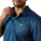Ariat Mens All Over Print S/S Polo (10071495) Dark Denim Medallion Print