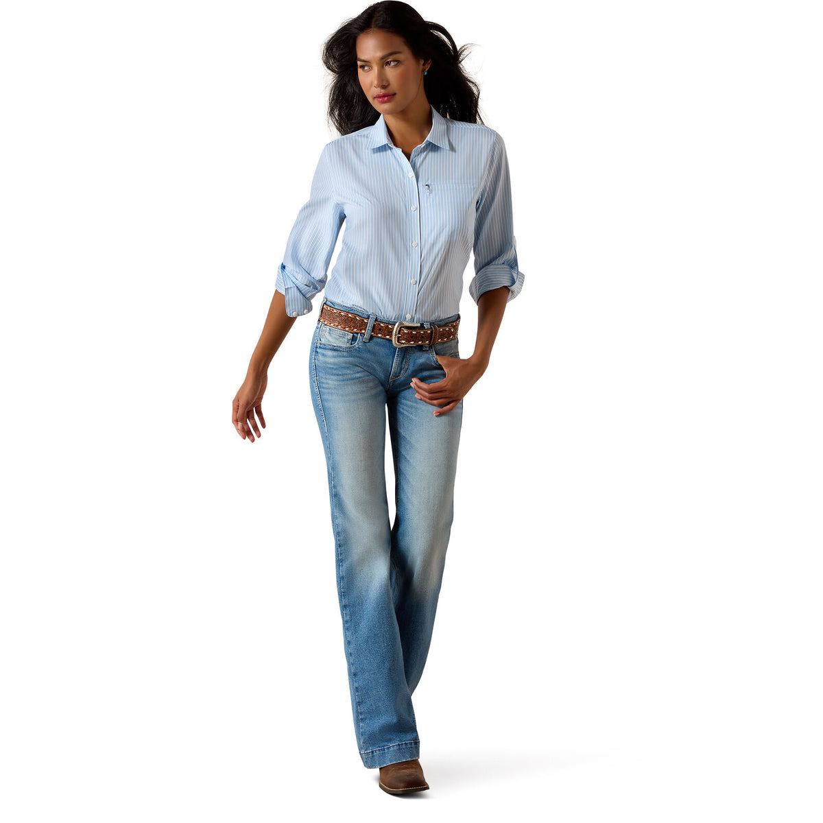 Ariat Womens Venttek L/S Shirt (10071140) Nantucket Breeze Railroad Stripe