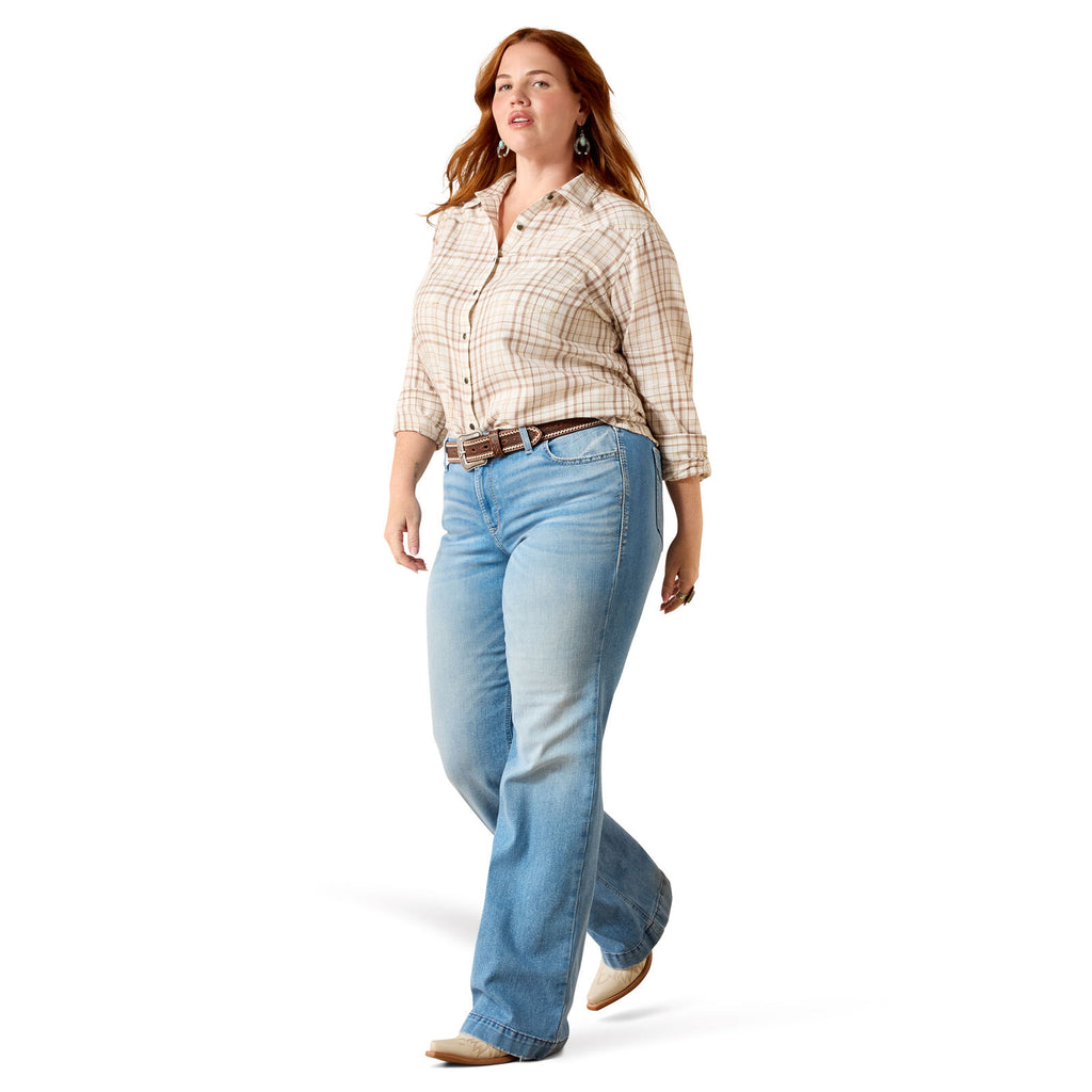 Ariat Womens Billie Jean L/S Shirt (10071514) Taupe Grey Plaid