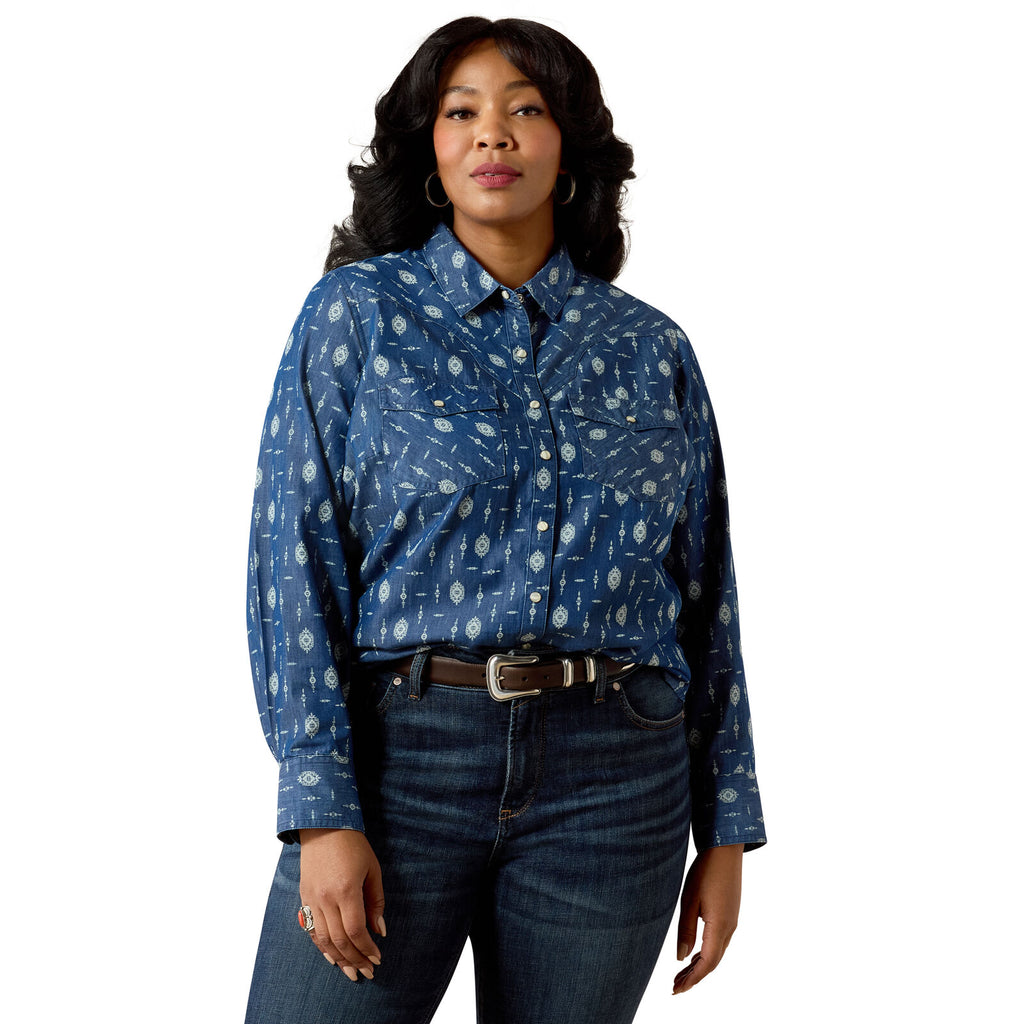 Ariat Womens Wild Blue Western Snap L/S Shirt (10071103) Indigo