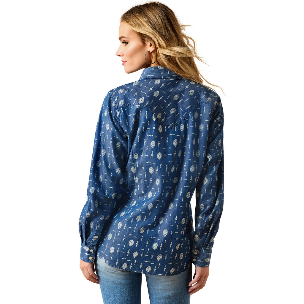 Ariat Womens Wild Blue Western Snap L/S Shirt (10071103) Indigo