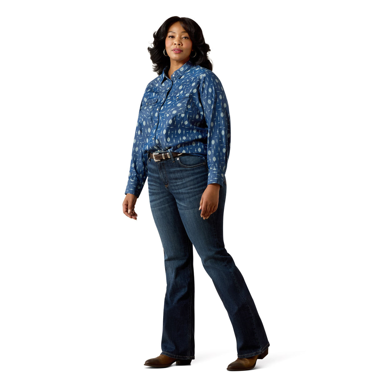 Ariat Womens Wild Blue Western Snap L/S Shirt (10071103) Indigo