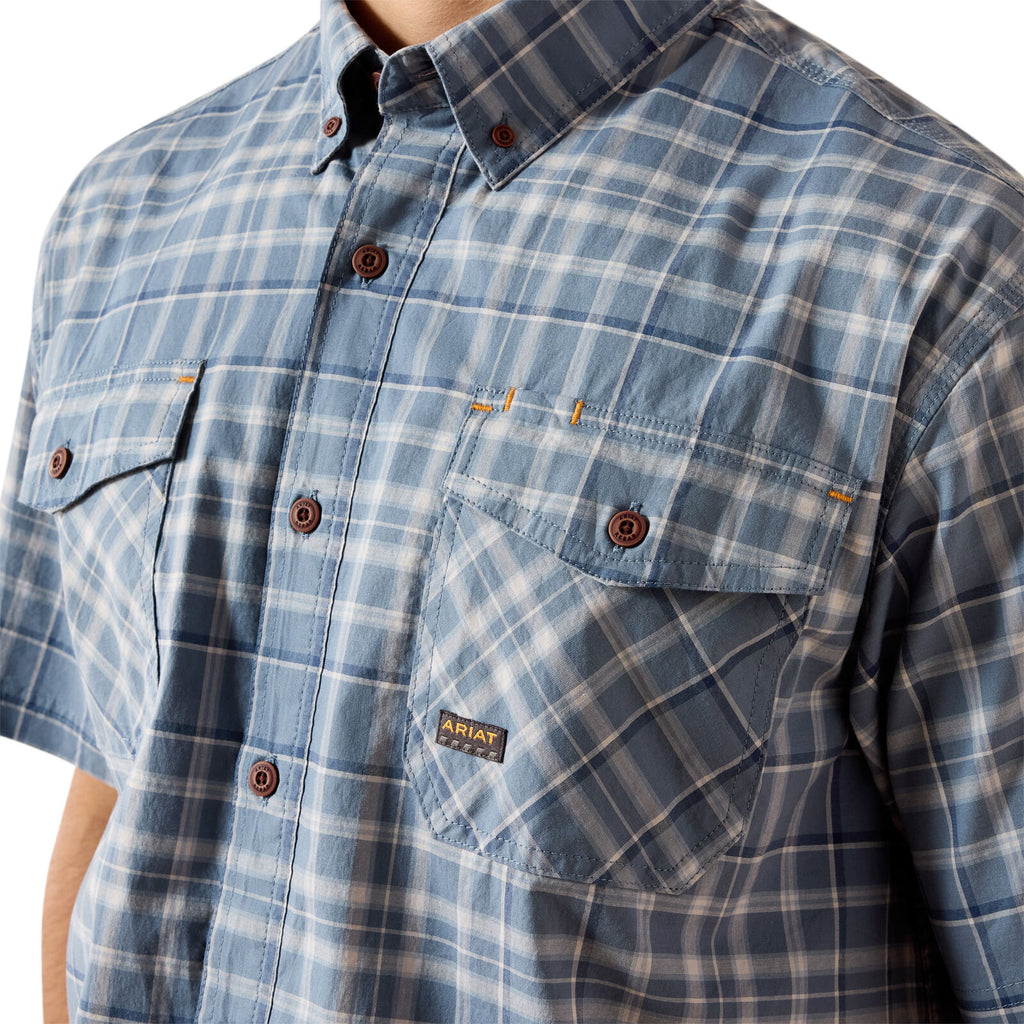 Ariat Mens Rebar Made Tough Durastretch S/S Work Shirt (10071411) Dark Denim
