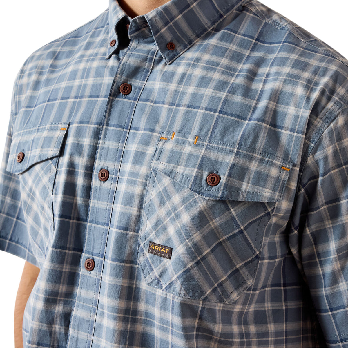 Ariat Mens Rebar Made Tough Durastretch S/S Work Shirt (10071411) Dark Denim