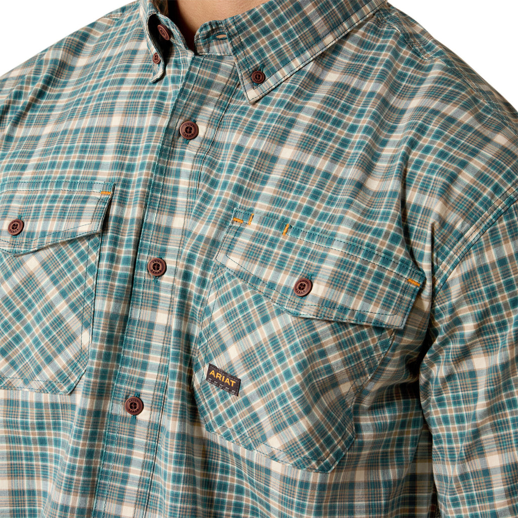 Ariat Mens Rebar Made Tough Durastretch S/S Work Shirt (10071410) Teal