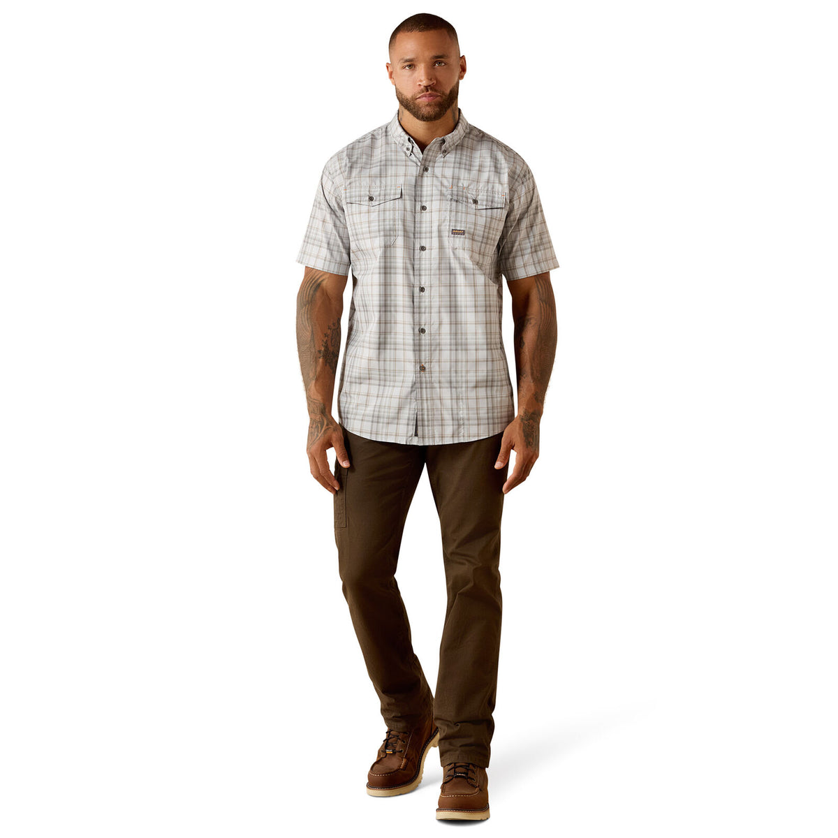 Ariat Mens Rebar Made Tough Venttek Durastretch S/S Work Shirt (10071545) Micro Chip