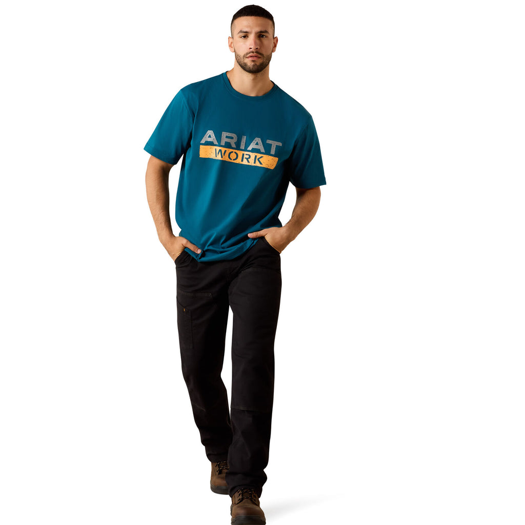 Ariat Mens Rebar Cotton Strong Duct Logo S/S Tee (10071287) Legion Blue
