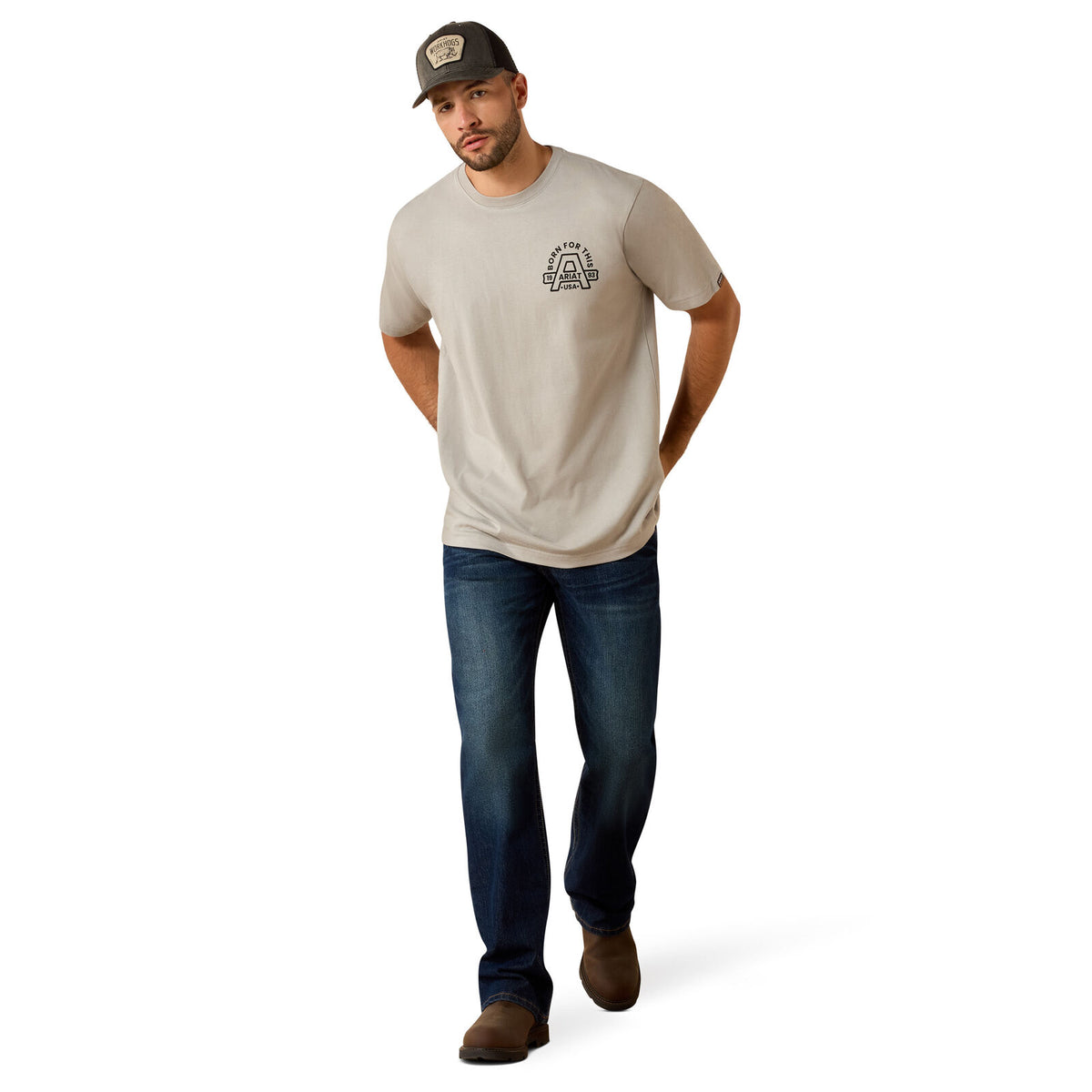 Ariat Mens Rebar Cotton Strong Hardhead S/S Tee (10071286) Limestone