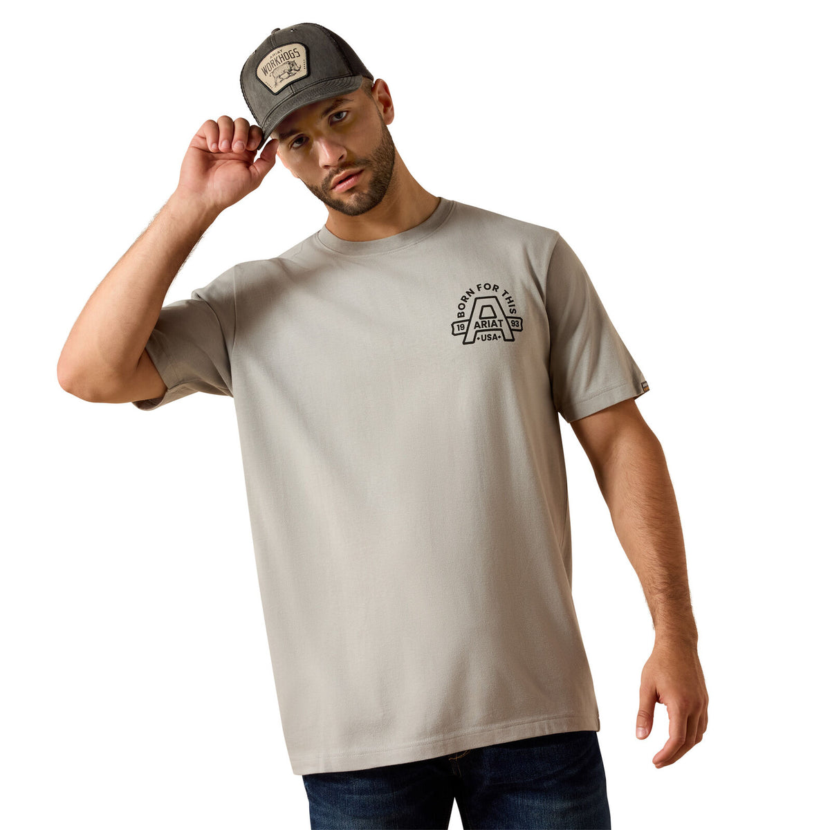 Ariat Mens Rebar Cotton Strong Hardhead S/S Tee (10071286) Limestone