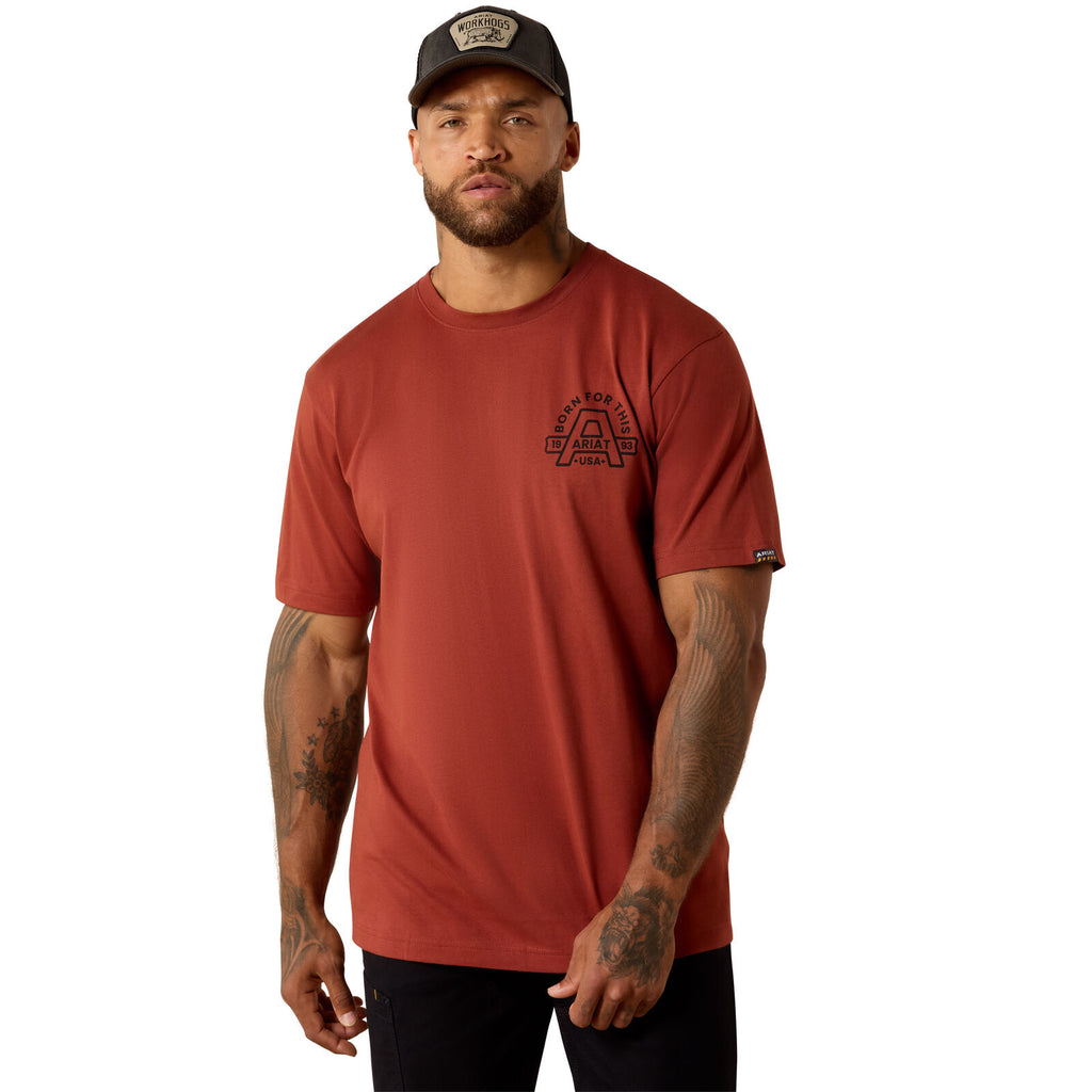 Ariat Mens Rebar Cotton Strong Hardhead S/S Tee (10071285) Brandy Snifter