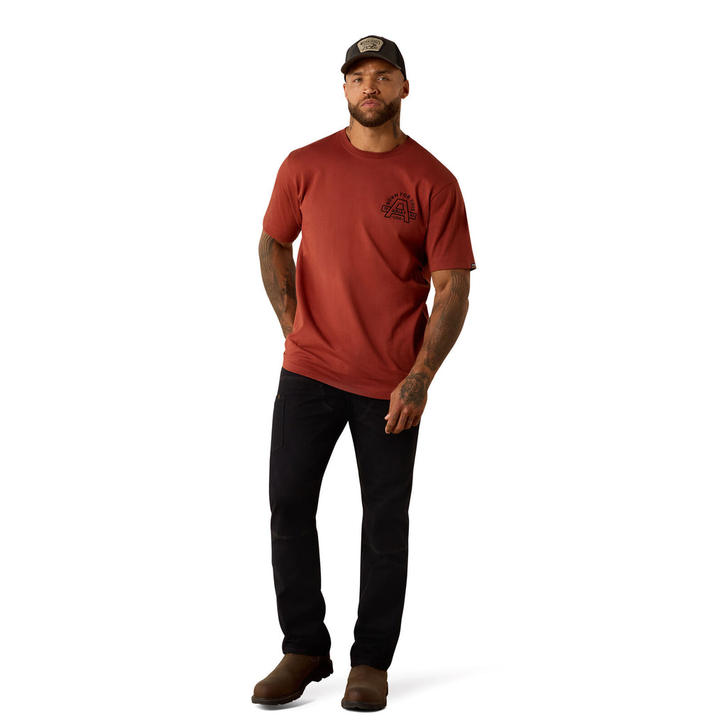 Ariat Mens Rebar Cotton Strong Hardhead S/S Tee (10071285) Brandy Snifter