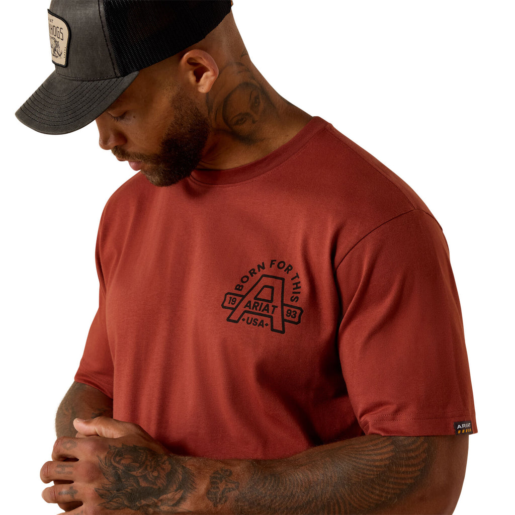 Ariat Mens Rebar Cotton Strong Hardhead S/S Tee (10071285) Brandy Snifter