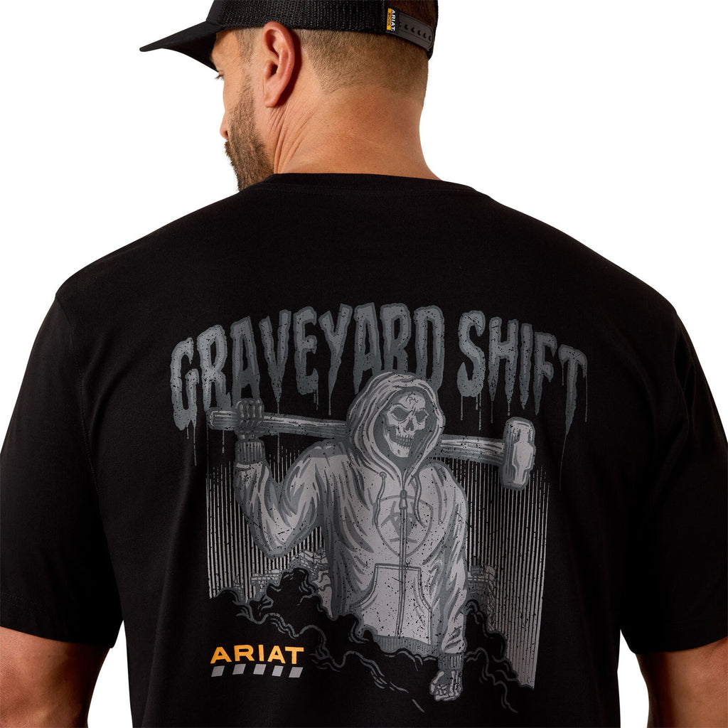Ariat Mens Rebar Workman Graveyard S/S Tee (10071307) Black