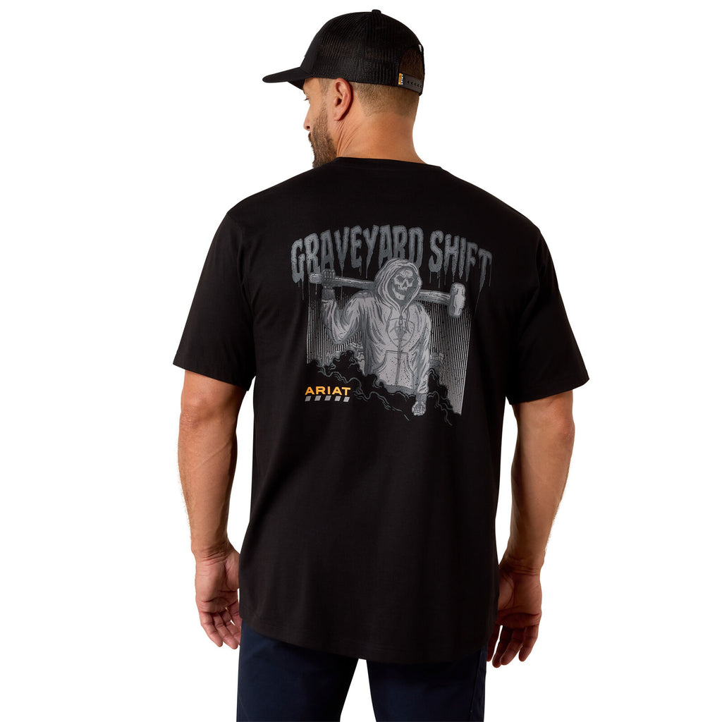 Ariat Mens Rebar Workman Graveyard S/S Tee (10071307) Black