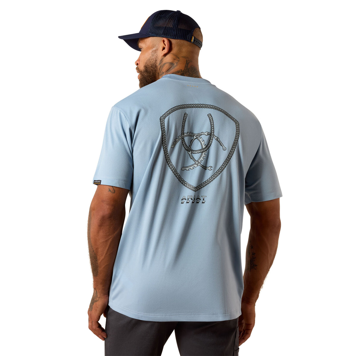 Ariat Mens Rebar Heat Fighter Tool S/S Tee (10071314) Dusty Blue