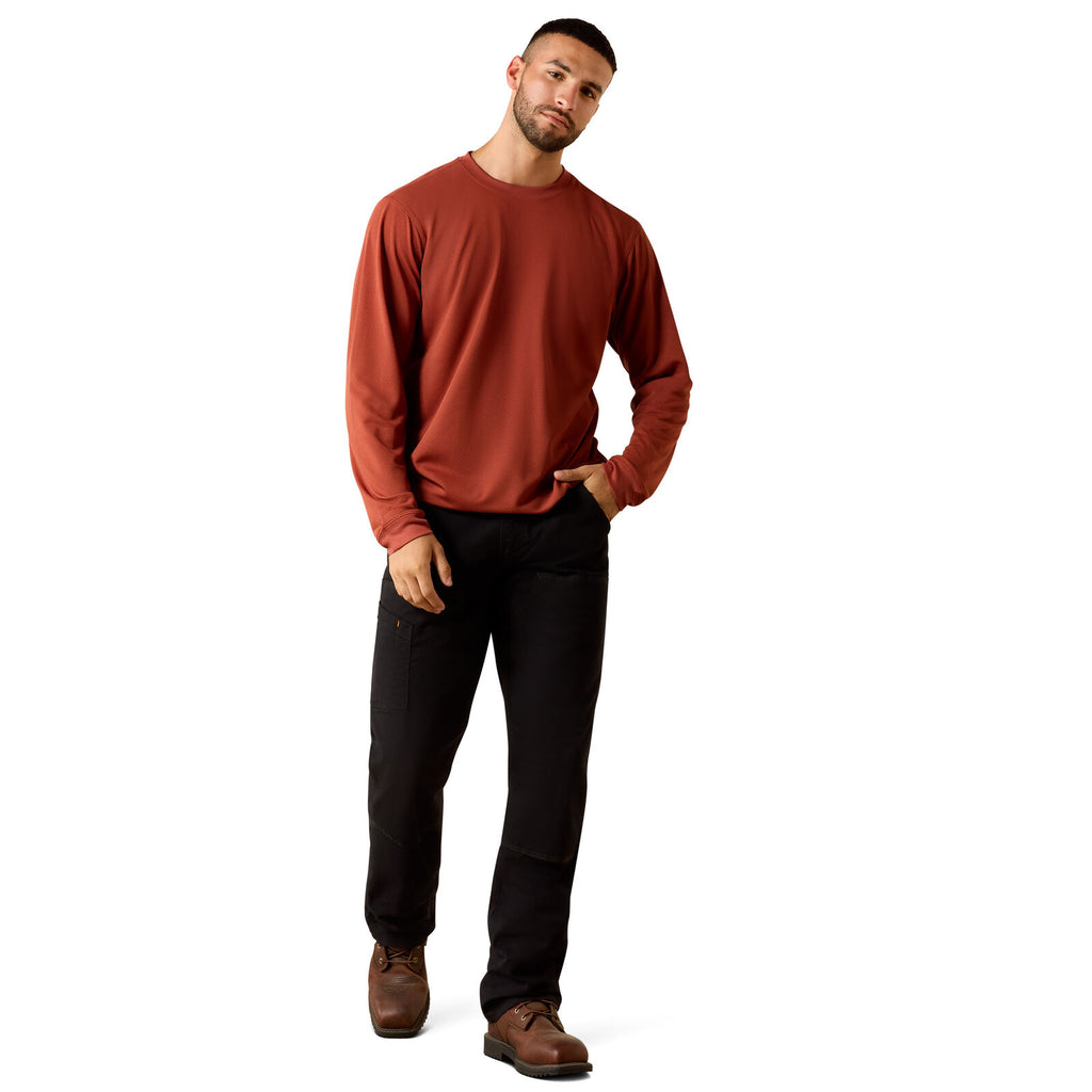 Ariat Mens Rebar Heat Fighter Label L/S Tee (10071310) Brandy Snifter