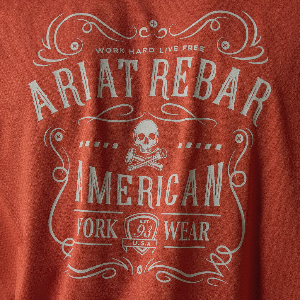 Ariat Mens Rebar Heat Fighter Label L/S Tee (10071310) Brandy Snifter