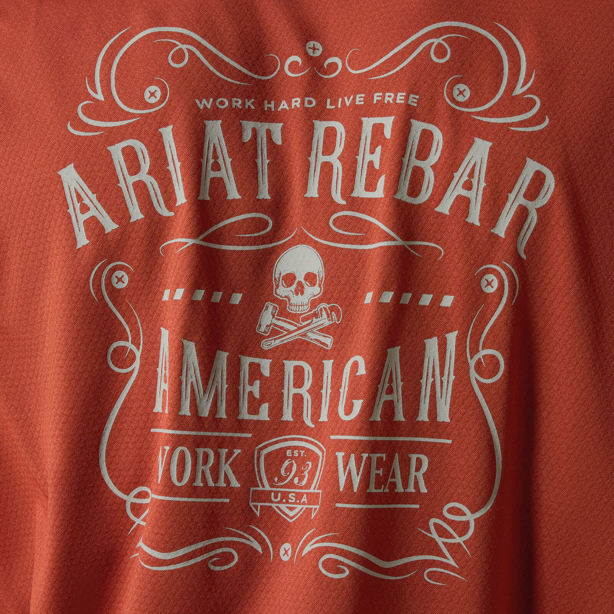 Ariat Mens Rebar Heat Fighter Label L/S Tee (10071310) Brandy Snifter