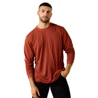 Ariat Mens Rebar Heat Fighter Label L/S Tee (10071310) Brandy Snifter