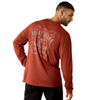 Ariat Mens Rebar Heat Fighter Label L/S Tee (10071310) Brandy Snifter