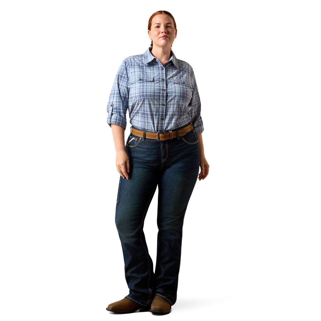 Ariat Womens Rebar Made Tough Durastretch L/S Work Shirt (10071567) Costal Fjord