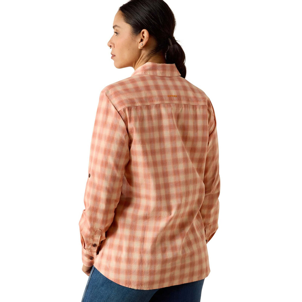 Ariat Womens Rebar Made Tough Durastretch L/S Work Shirt (10071566) Langoustino