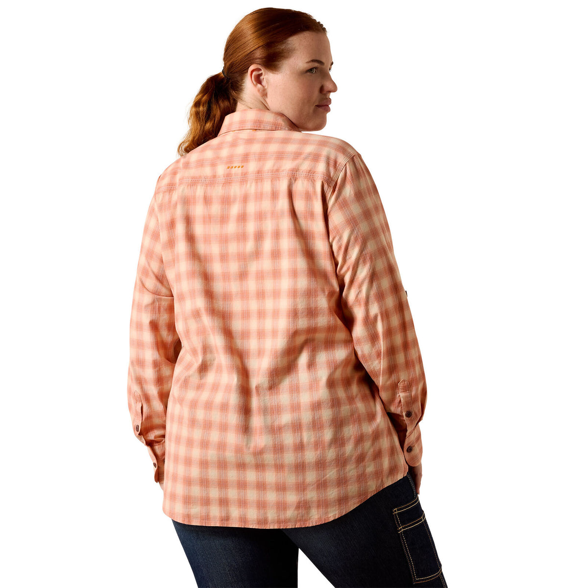 Ariat Womens Rebar Made Tough Durastretch L/S Work Shirt (10071566) Langoustino