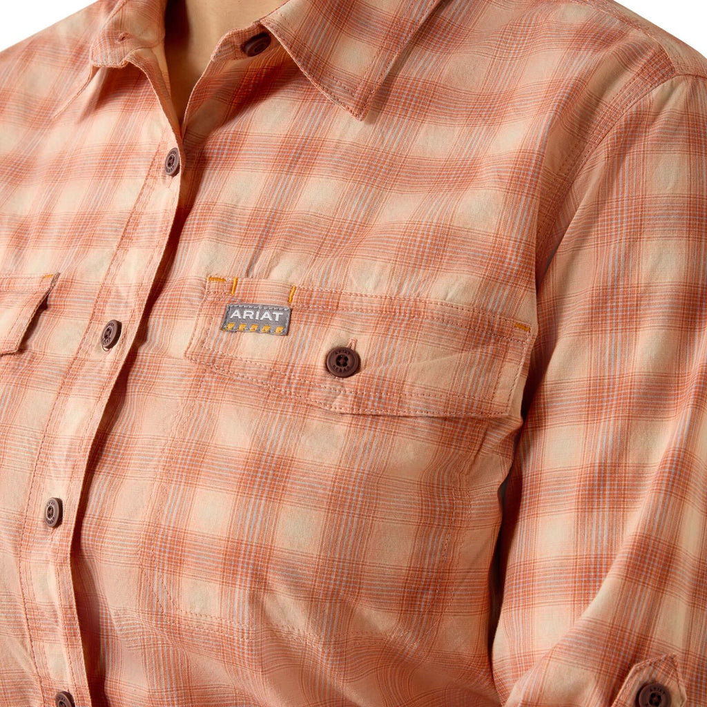 Ariat Womens Rebar Made Tough Durastretch L/S Work Shirt (10071566) Langoustino