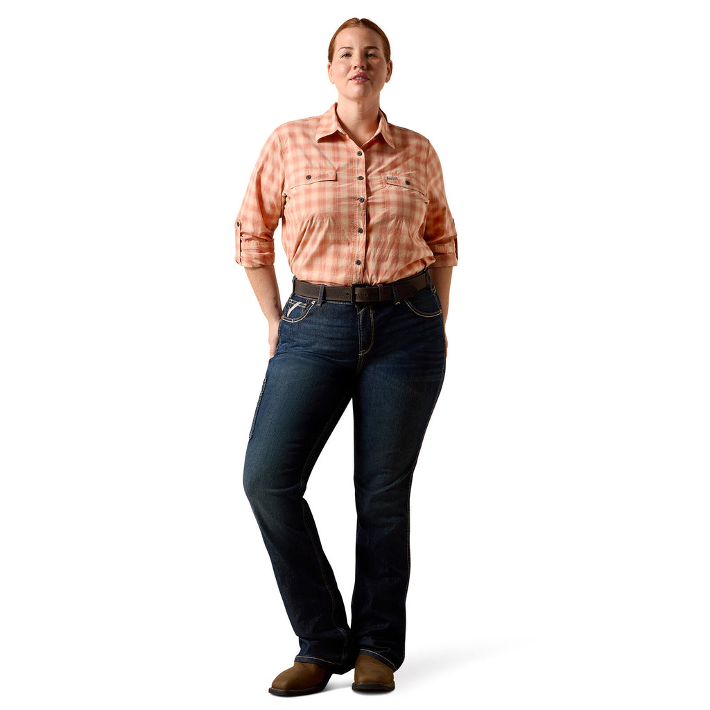 Ariat Womens Rebar Made Tough Durastretch L/S Work Shirt (10071566) Langoustino