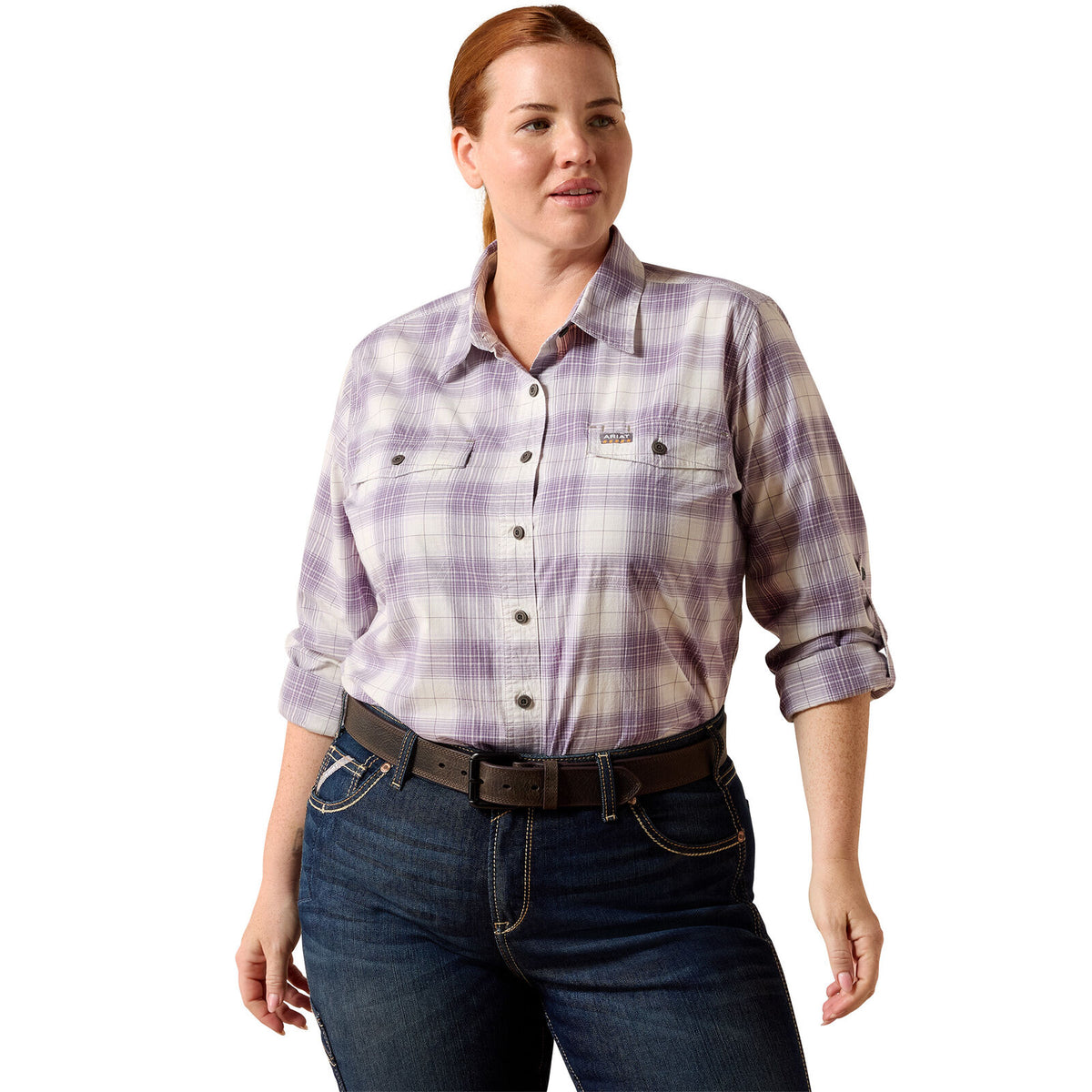 Ariat Womens Rebar Made Tough Durastretch L/S Work Shirt (10071564) Thistle